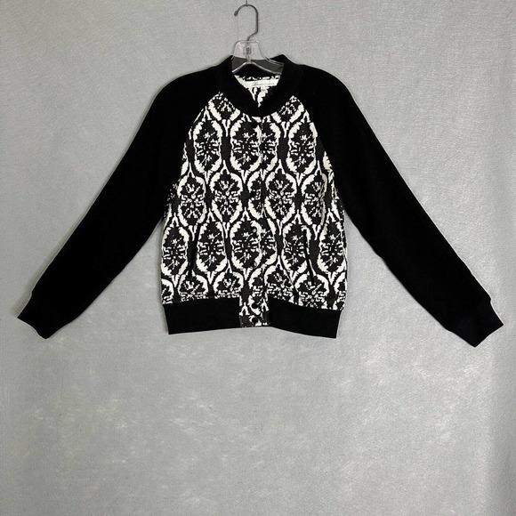 Lover + Friends Revolve Jacket Women Size Small Bomber Varsity Jacquard Artsy - Picture 2 of 14